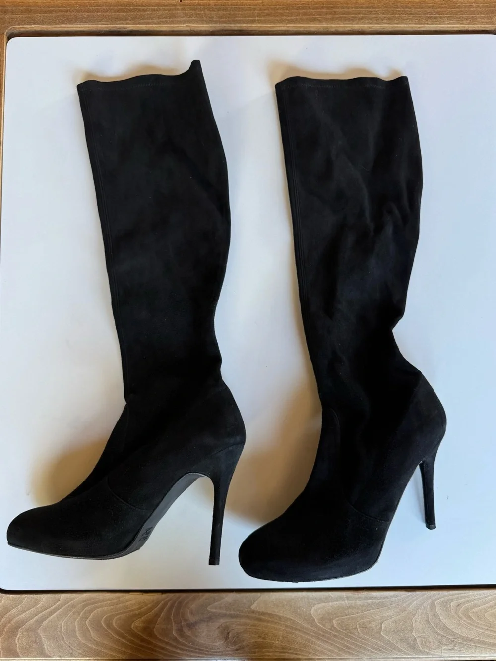 Stuart Weitzman Black Suede High Heel Knee-High Stiletto Boots